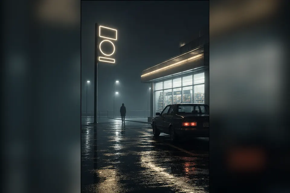 Rainy night convenience-store street experiment interpreted through Liminal Space