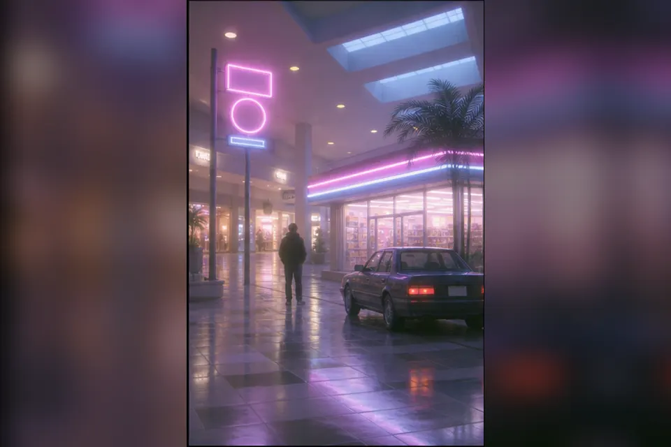Rainy night convenience-store street experiment interpreted through Mallsoft