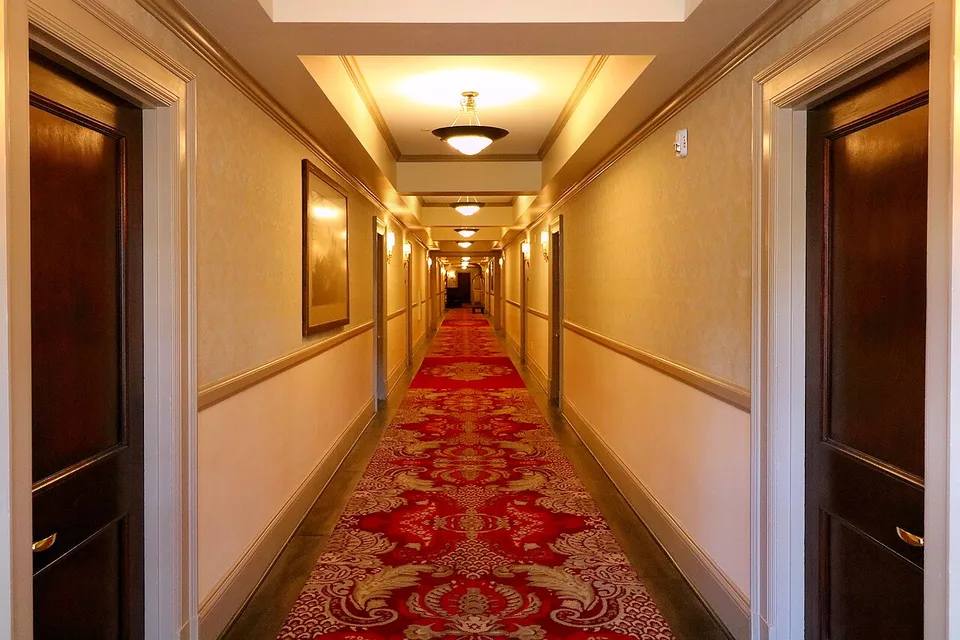 Corridor, Stanley Hotel, Estes Park, Colorado by Larry D. Moore, selected as a documented reference for Liminal Space